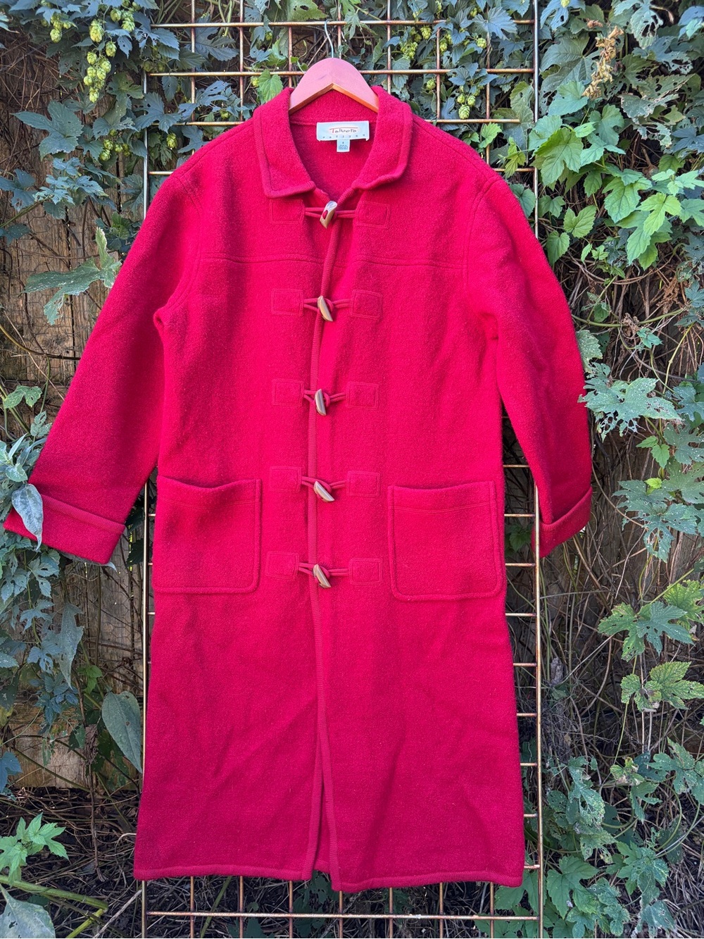 Talbots Bright Red Wool Toggle Pea Coat